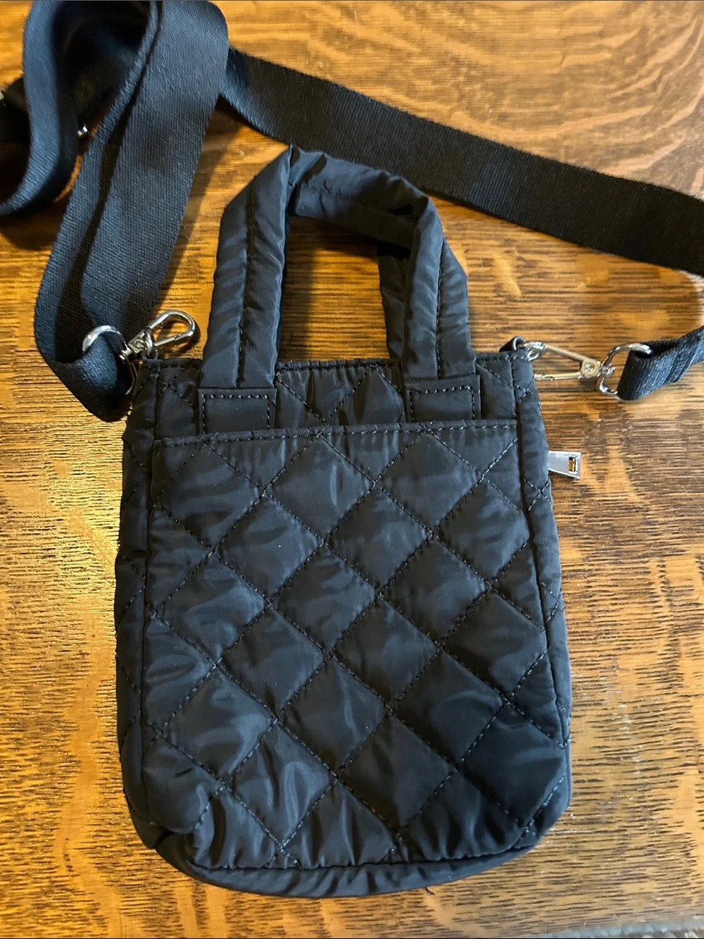 Quilted Black Crossbody Tote - woMen's Small Shoulder Bag